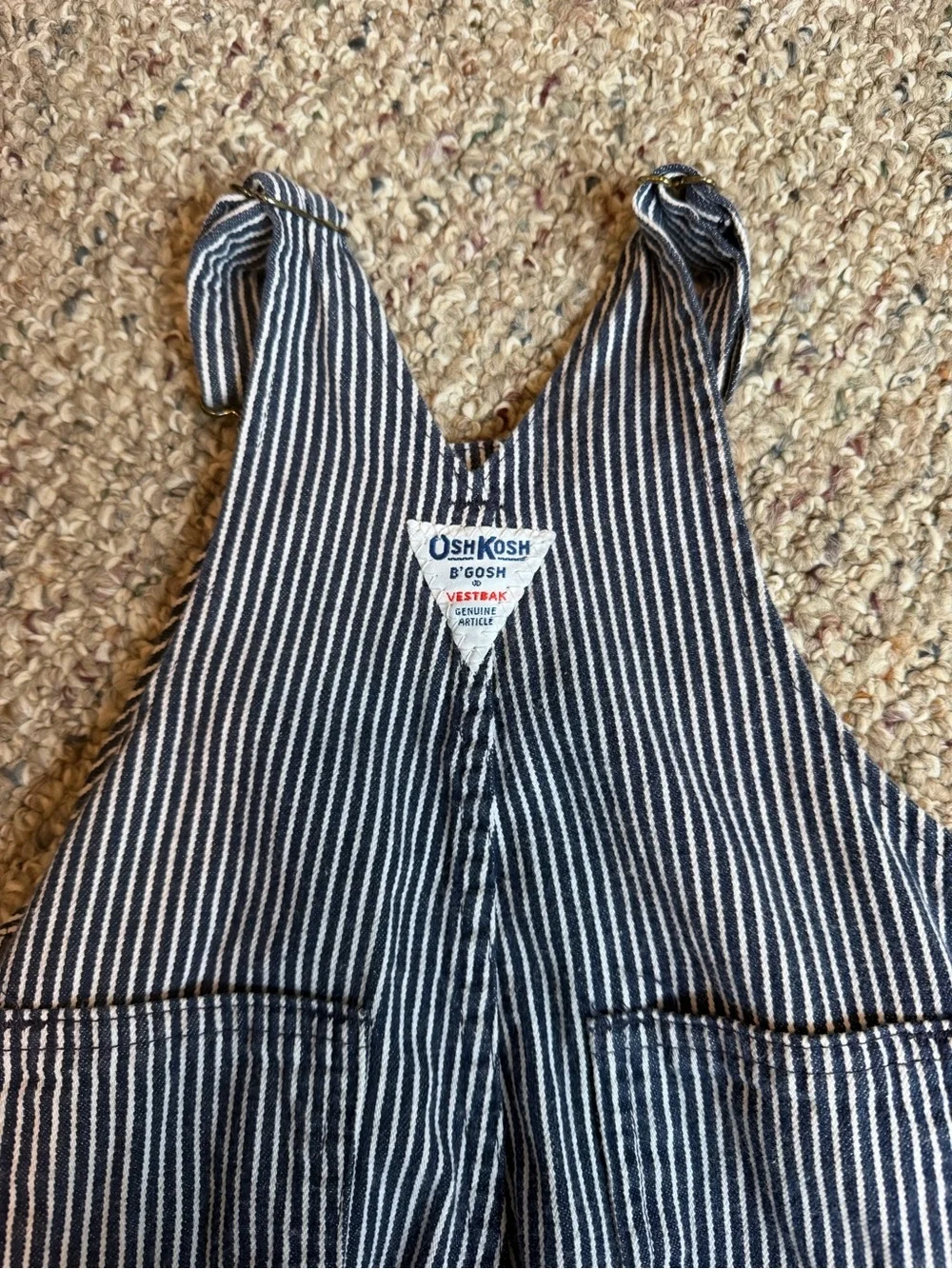 OshKosh B'gosh Navy and White Pinstripe Overalls
